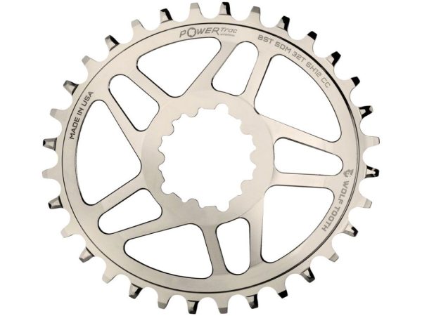 Wolf Tooth Components Elliptical Direct Mount Chainring for SRAM Cranks and Shimano 12spd Hyperglide+ Chains 32t Nickel For Sale