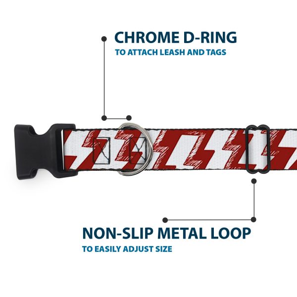Plastic Clip Collar - Lightning Bolts Sketch Red White For Cheap - Image 5