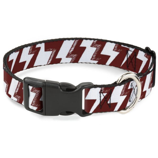 Plastic Clip Collar - Lightning Bolts Sketch Red White For Cheap