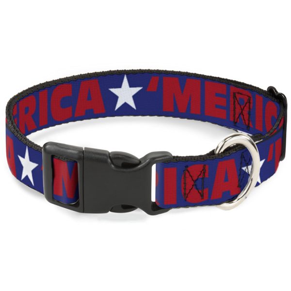 Plastic Clip Collar -  MERICA Star Blue Red White Sale