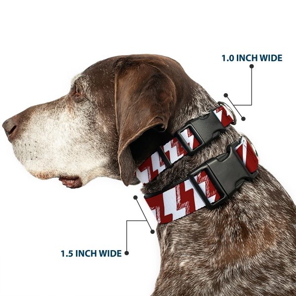 Plastic Clip Collar - Lightning Bolts Sketch Red White For Cheap - Image 2