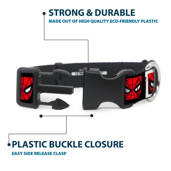 Plastic Clip Collar - Spider-Man Face Black White Blocks Online now - Image 4
