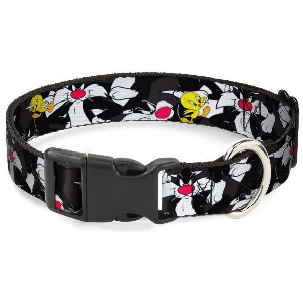 Plastic Clip Collar - Sylvester and Tweety Poses Scattered Charcoal Sale